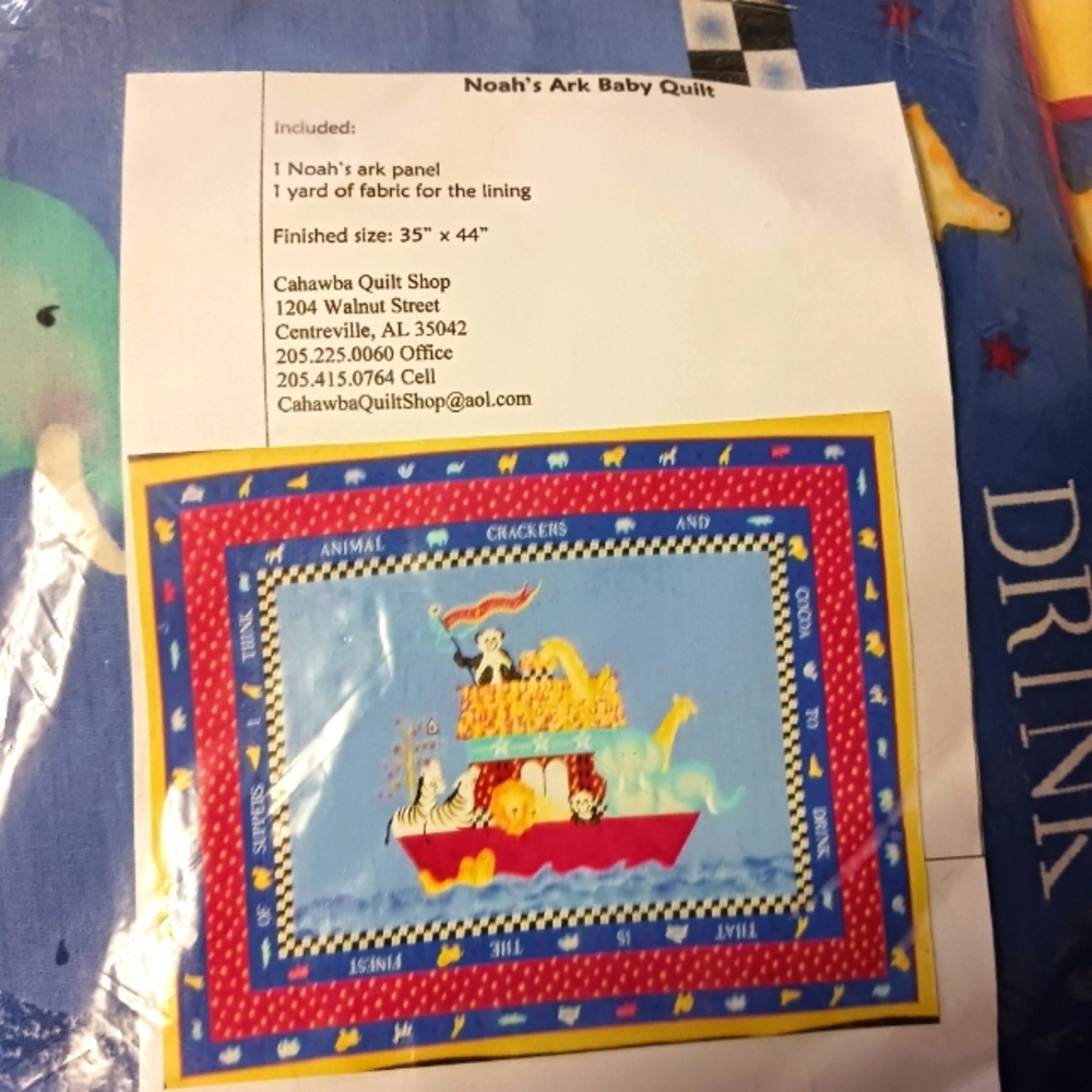 Baby Quilt Panel Daisy Kingdom Noah's Ark and Twinkle Star Backing Fabric